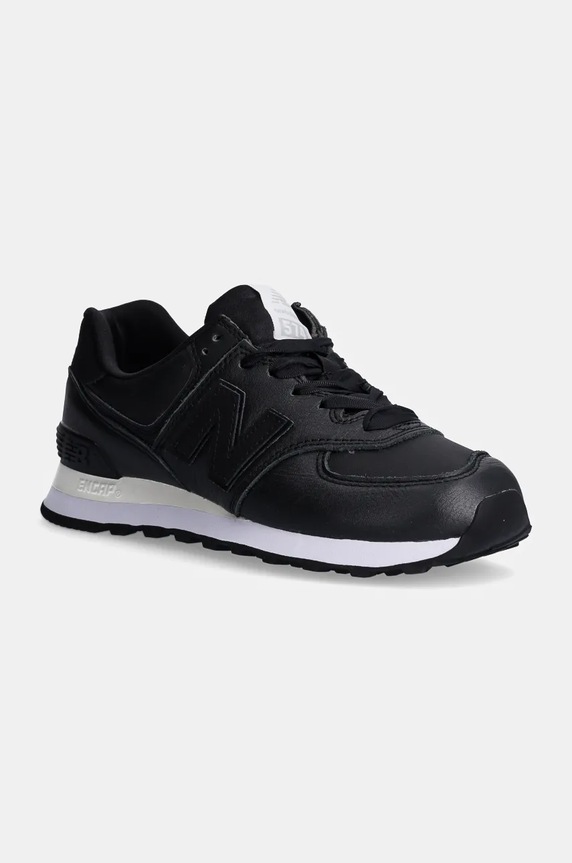 Sneakers boty New Balance 574 přírodní kůže černá WL574FT2