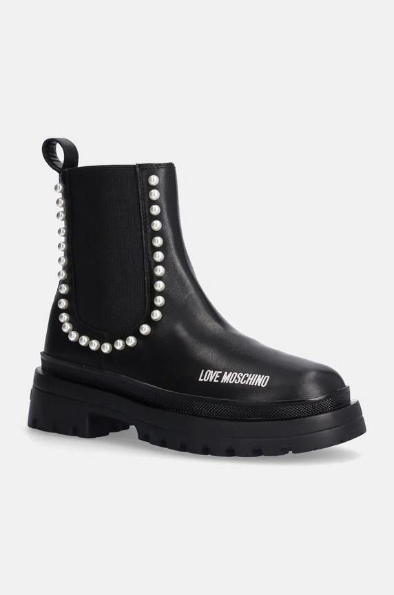 Kožne gležnjače Love Moschino zrnata koža crna JA21065G0LIA0000