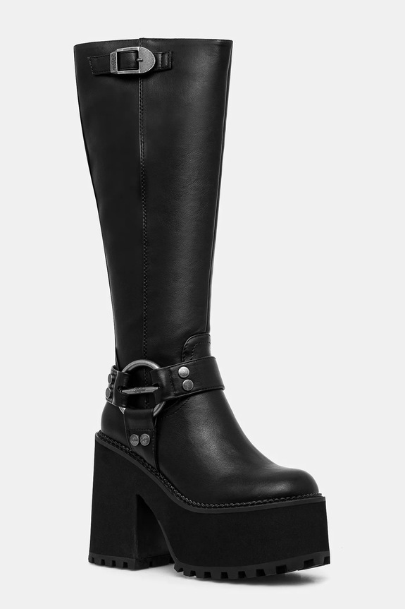 Buffalo stivali Killah Bike Hi block heel nero 1220053.BLK