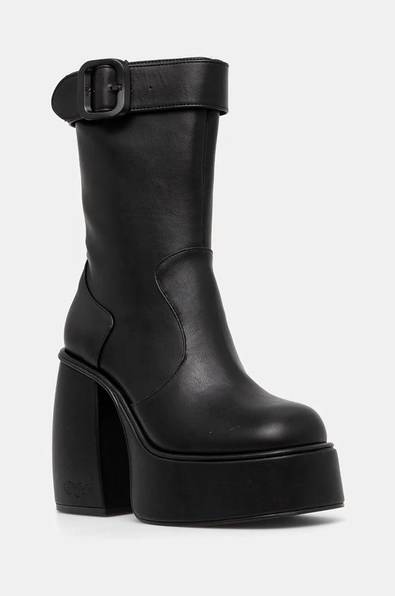 Buffalo botki Heart Bootie Buckle słupek czarny 1220059.BLK