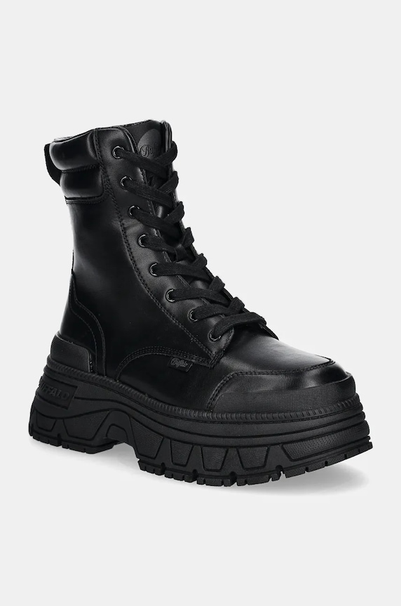 Buffalo bokacsizma Fusion Lace Up Mid nem szigetelt fekete 1622519.BLK