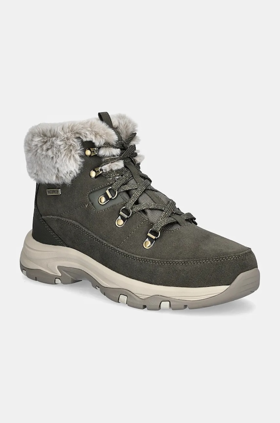 Snehule Skechers TREGO SNOW WORRIES semišová koža zelená 167882