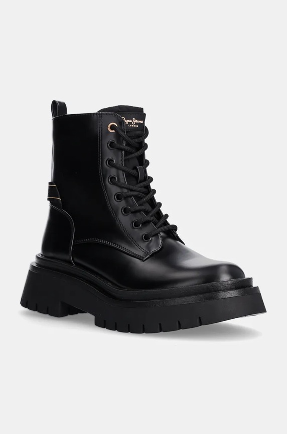 Μποτάκια εργασίας Pepe Jeans PLS50530 απομίμηση λείου δέρματος μαύρο PLS50530