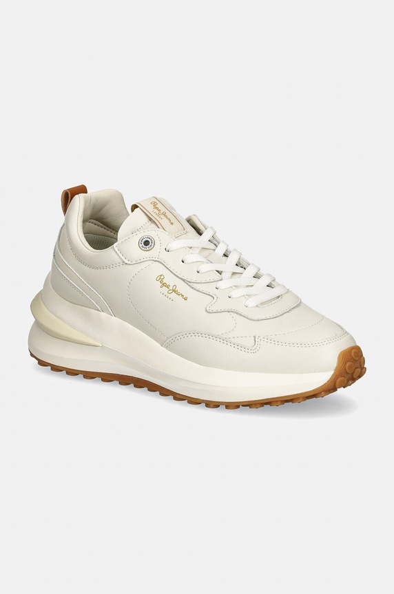 Παιδικά δερμάτινα sneakers Pepe Jeans PLS60014 φλατ λευκό PLS60014