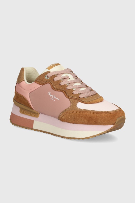 Sneakers Pepe Jeans PLS60025 δέρμα σαμουά καφέ PLS60025