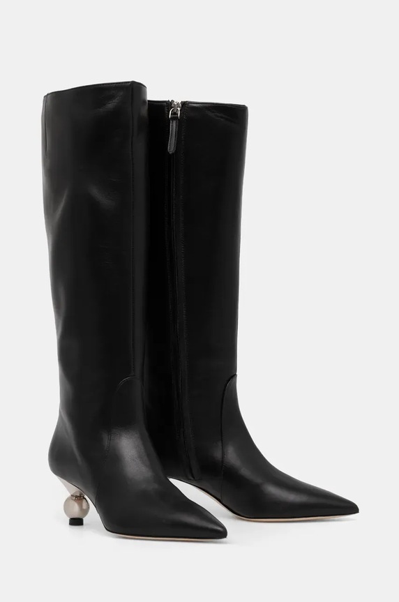Weekend Max Mara kozaki skórzane ASSIRO 2425796015600.B.ASSIRO czarny AW24