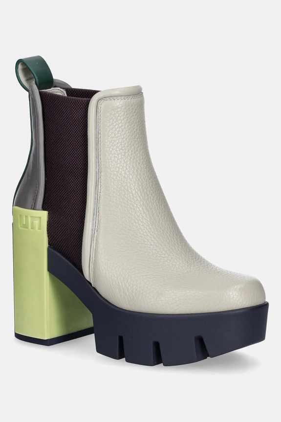Kožené kotníkové boty United Nude Grip Chelsea Mid III platforma béžová 10868846192