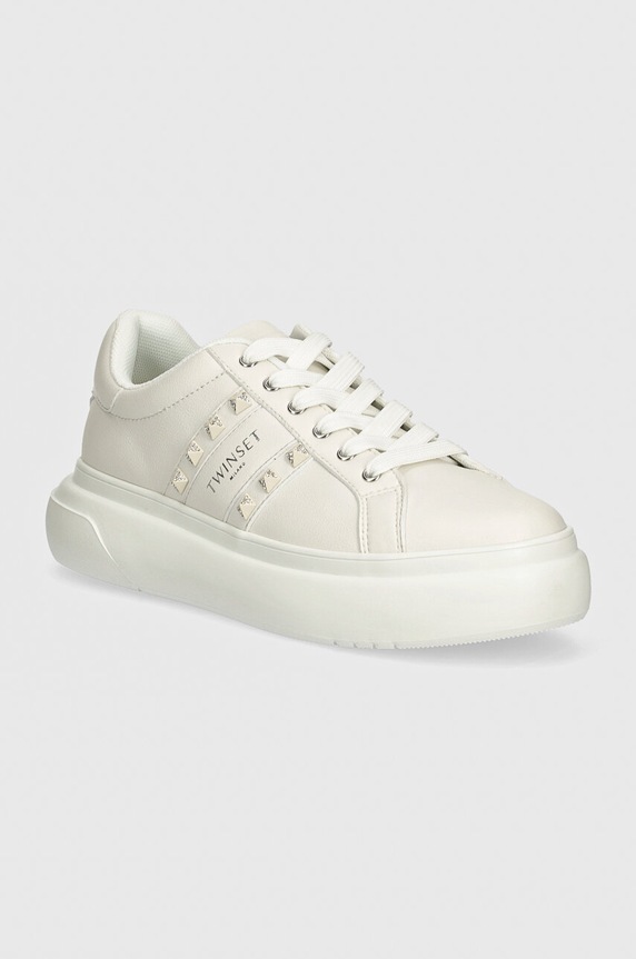 Twinset sneakersy imitacja skóry licowej biały 242TCP01G.00001