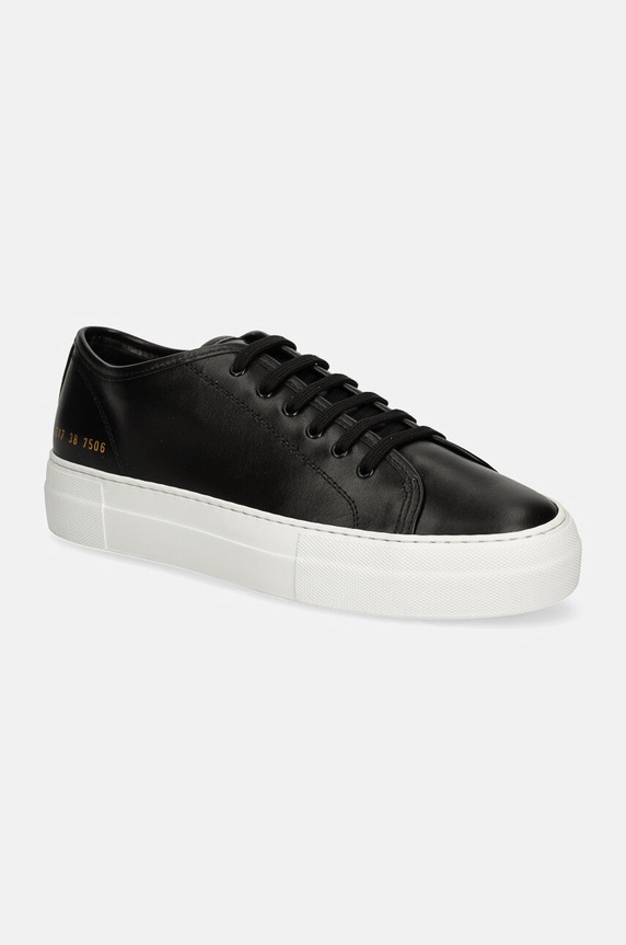 Common Projects sneakers din piele Tournament Low Super in Leather plată negru 4017.7506