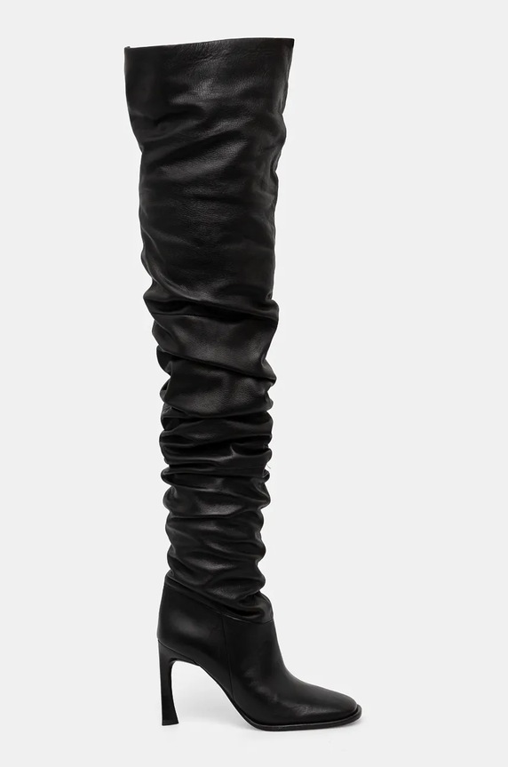 Kožne čizme MICHAEL Michael Kors Kelsea zrnata koža crna 40F4KLHB5L.001