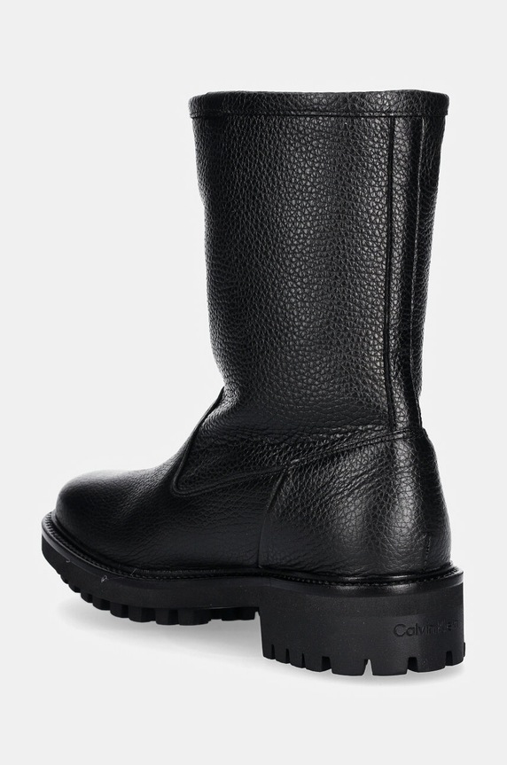Obuv Kožené členkové topánky Calvin Klein FLAT BIKER BOOT LTH HW0HW02234 čierna