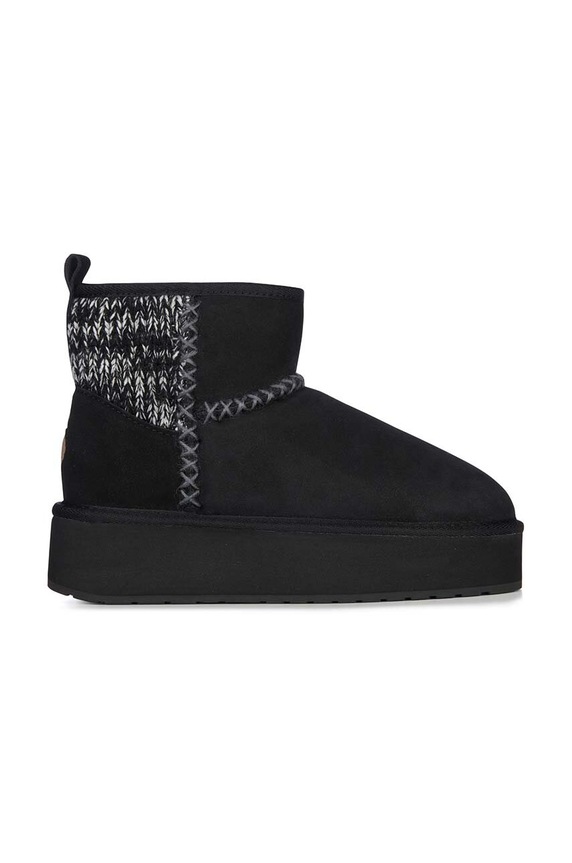 Snežke iz semiša Emu Australia Stinger Knit Flatform Prijazno od planeta črna W13143.BLAK
