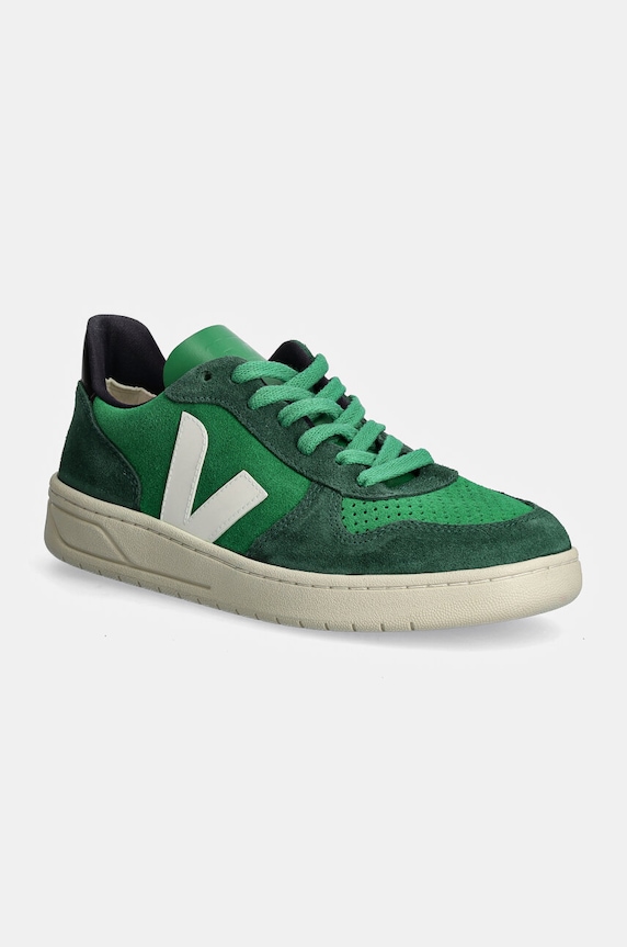 Kožené tenisky Veja V-10 plochá zelená VX0303671A