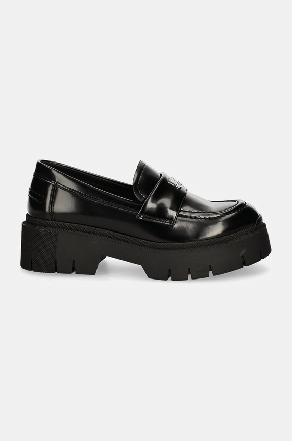 Kožené mokasíny HUGO Kris 50529834.001 černá AW24