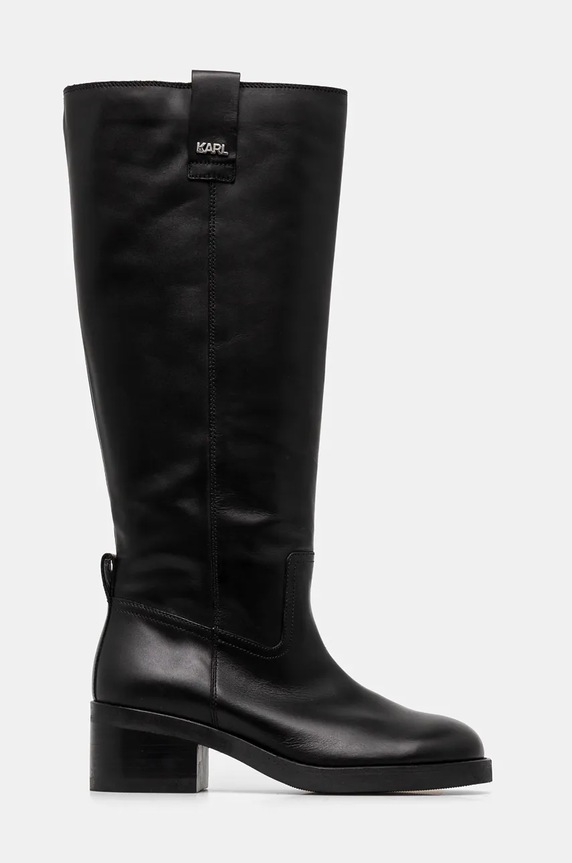 Δερμάτινες μπότες Karl Lagerfeld BROOKLYN 5-8 cm μαύρο KL41790.000