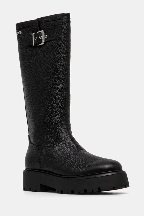 Kožené čižmy Karl Lagerfeld BURLY BIKER usňová koža čierna KL43490W.100