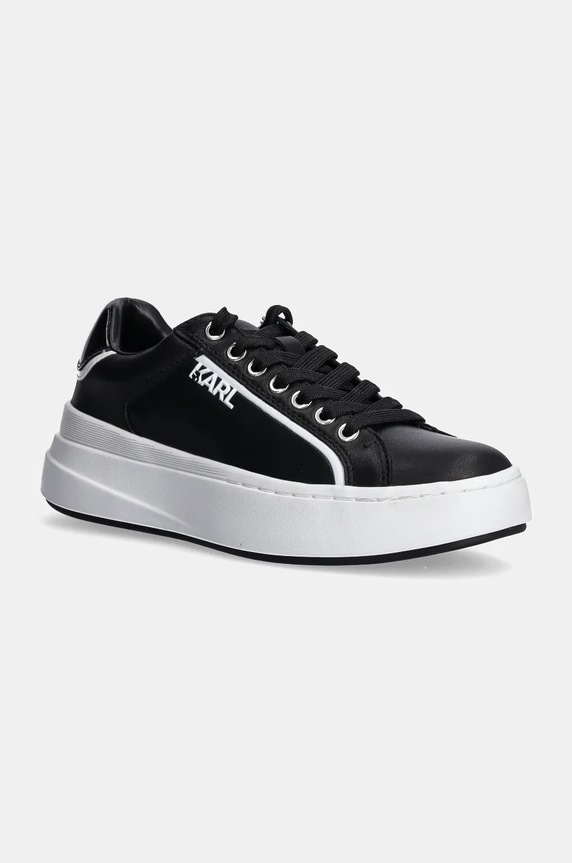 Karl Lagerfeld sneakersy skórzane KRONOS platforma czarny KL64020.000