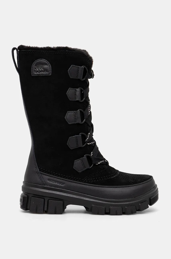 Sorel śniegowce skórzane TORINO V TALL WP OUTDRY ocieplane czarny 2106691010