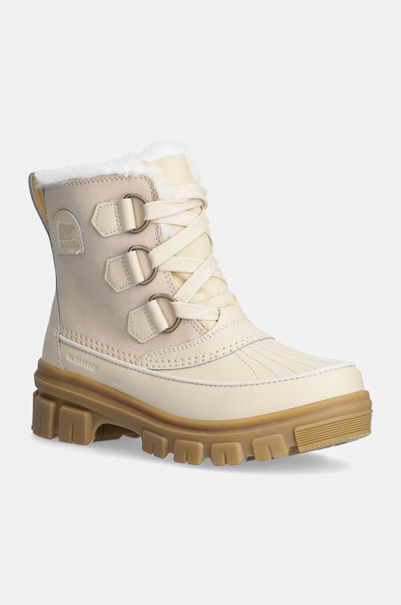 Sorel botki skórzane TORINO V WP OUTDRY 5-8 cm beżowy 2106701292