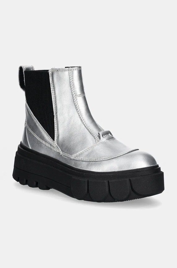 Sorel bőr bokacsizma CARIBOU X BOOT CHELSEA W platform ezüst 2048441034