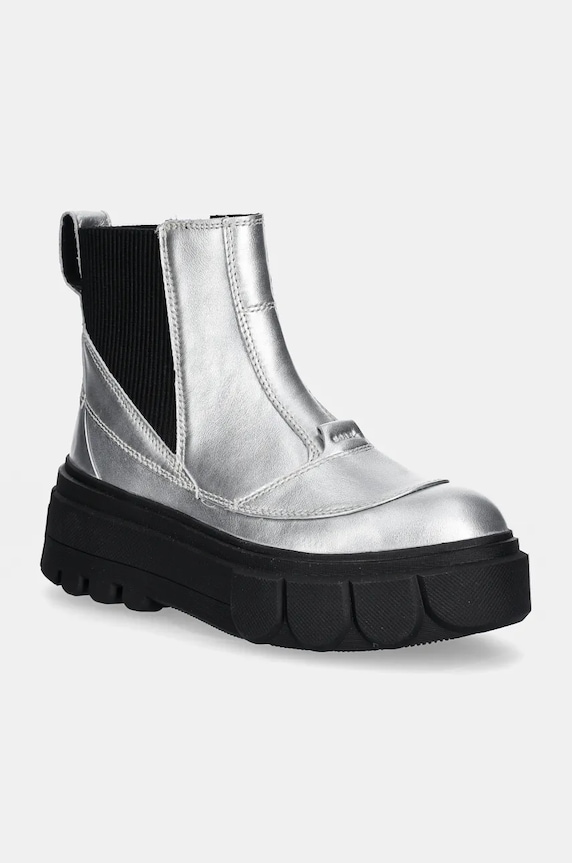 Sorel bőr bokacsizma CARIBOU X BOOT CHELSEA W platform ezüst 2048441034