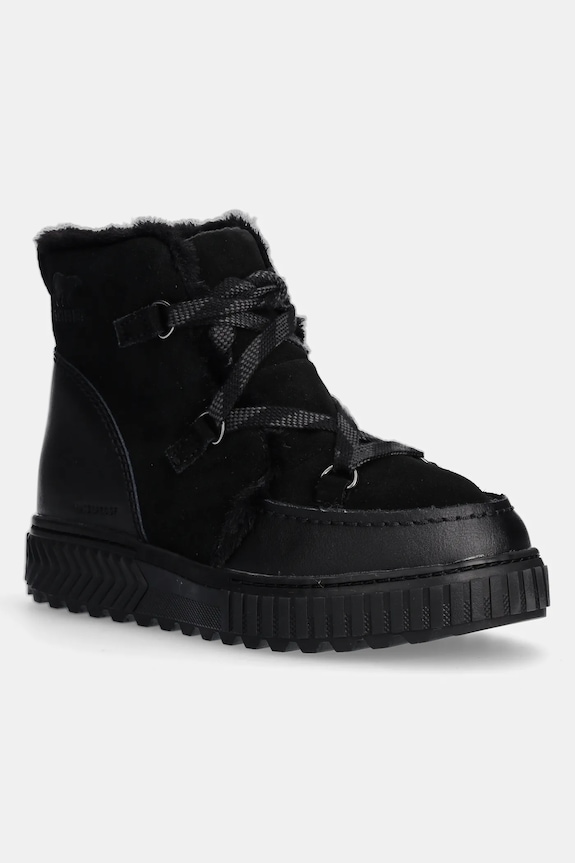 Sorel śniegowce skórzane ONA AVE ALPINE BOOT WP skóra zamszowa czarny 2088311010
