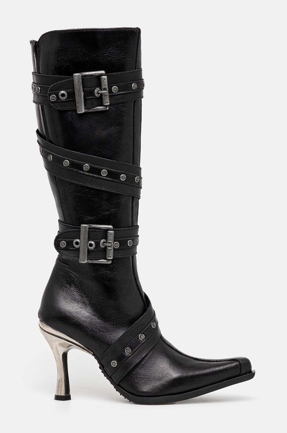 Kožne čizme New Rock ITALI NEGRO + MALICIA TACON CARIBE ACERO M.9029.C10 crna AA00