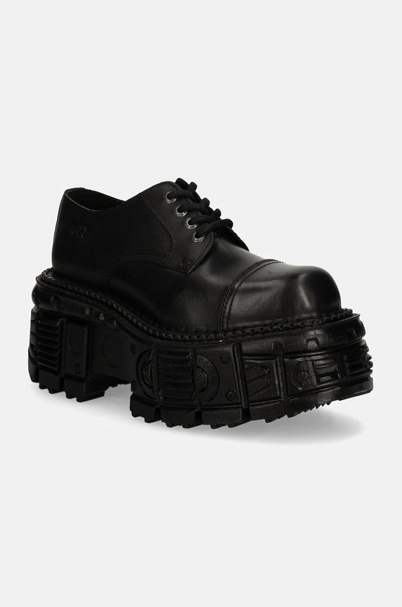 Kožené poltopánky New Rock CRUST NEGRO + TANK NEGRO usňová koža čierna M.TANKMILI003.S1