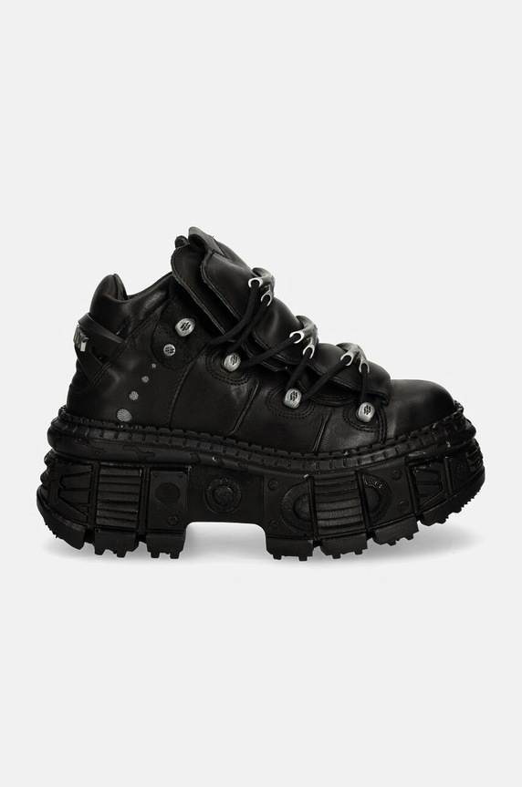 New Rock sneakers din piele CRUST NEGRO + TANK CASCO NEGRO M.WALL106.S12 negru AA00