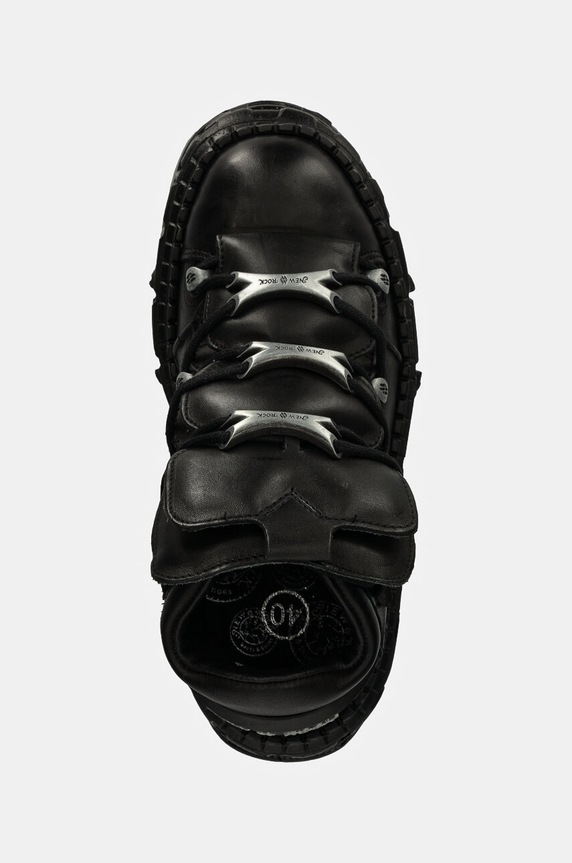 New Rock sneakers din piele CRUST NEGRO + TANK CASCO NEGRO negru M.WALL106.S12
