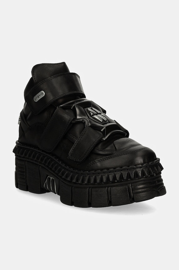 Kožne tenisice New Rock CRUST NEGRO NEGRO + TOWER CASCO NEGRO platforma crna M.WALL285.S3