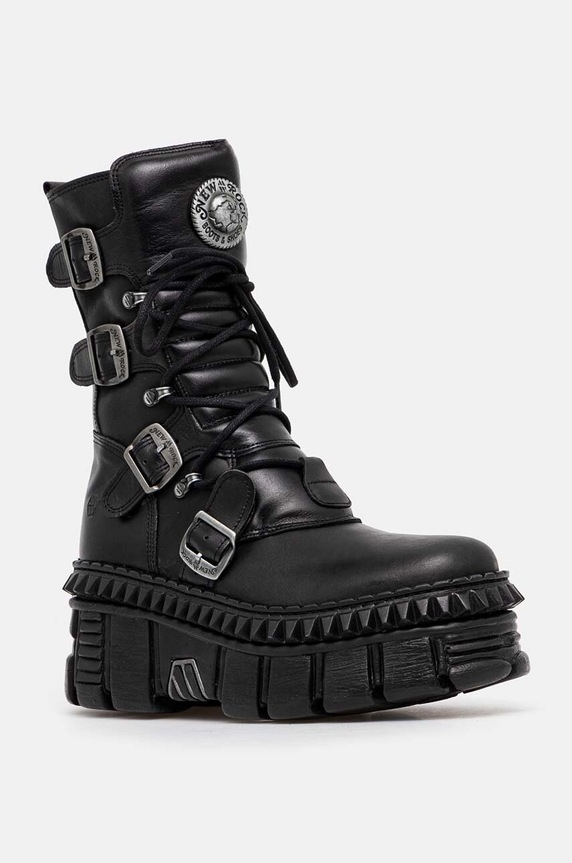 New Rock leather ankle boots grain leather black M.WALL373.S6