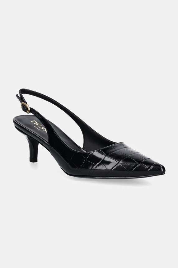 Twinset pantofi cu toc calcai expus negru 242TGT210.00006
