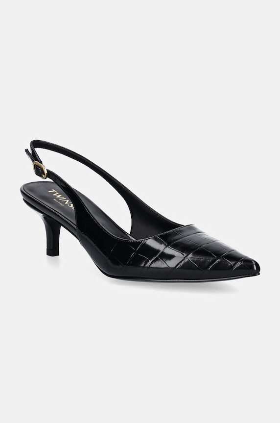 Twinset pantofi cu toc calcai expus negru 242TGT210.00006