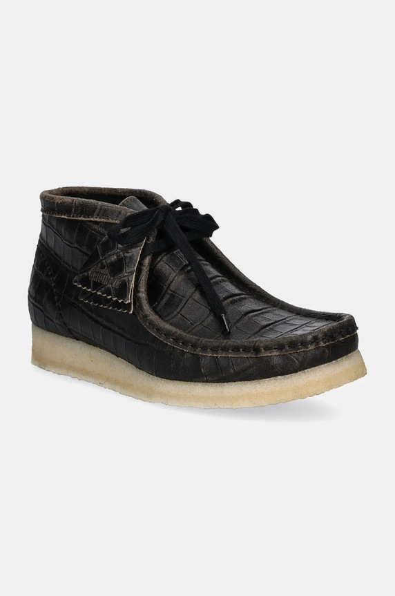 Clarks Originals scarpe in pelle Wallabee Boot flat nero 26179161