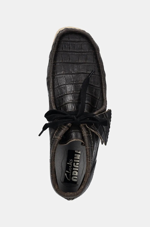 Clarks Originals scarpe in pelle Wallabee Boot nero 26179161
