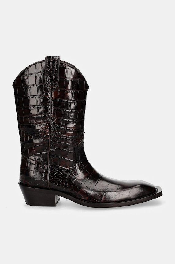 Martine Rose leather western boots Cowboy Boot 1061LE01710 brown AW24