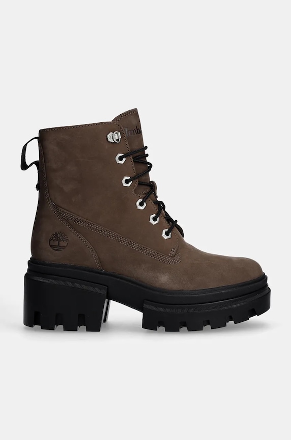 Čizme od nubuk kože Timberland Everleigh TB0A2EGSEM51 smeđa AW24