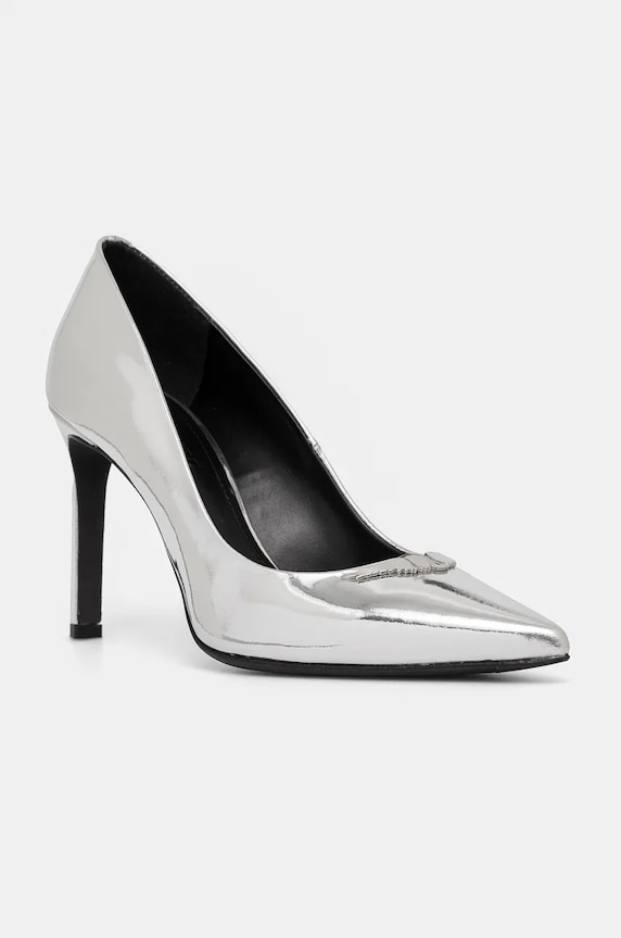 Kožne štikle ZADIG&VOLTAIRE Perfect štikla srebrna SWCT00869
