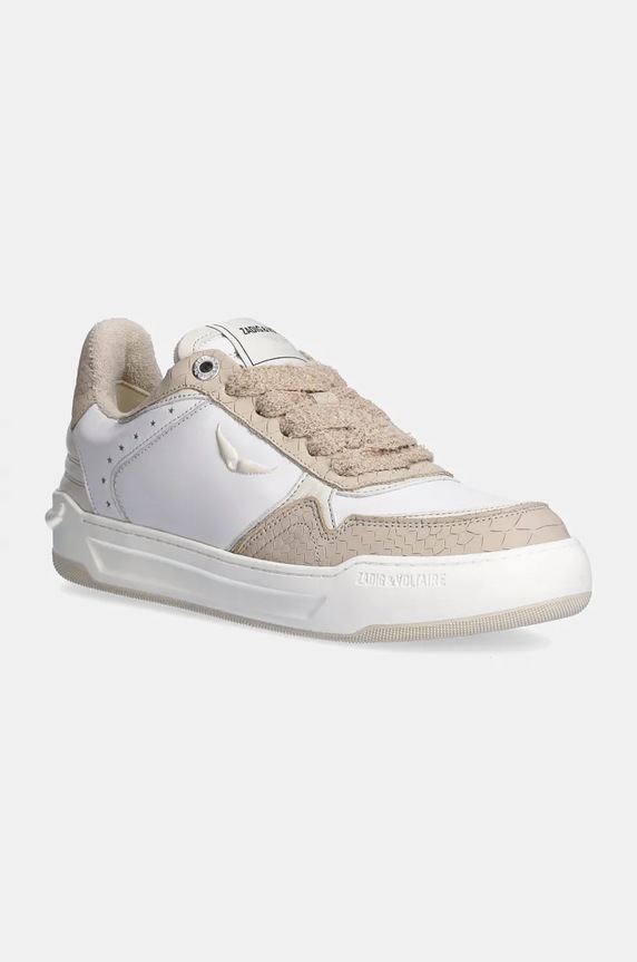 Кожени маратонки ZADIG&VOLTAIRE Wings равна бял SWSN00523