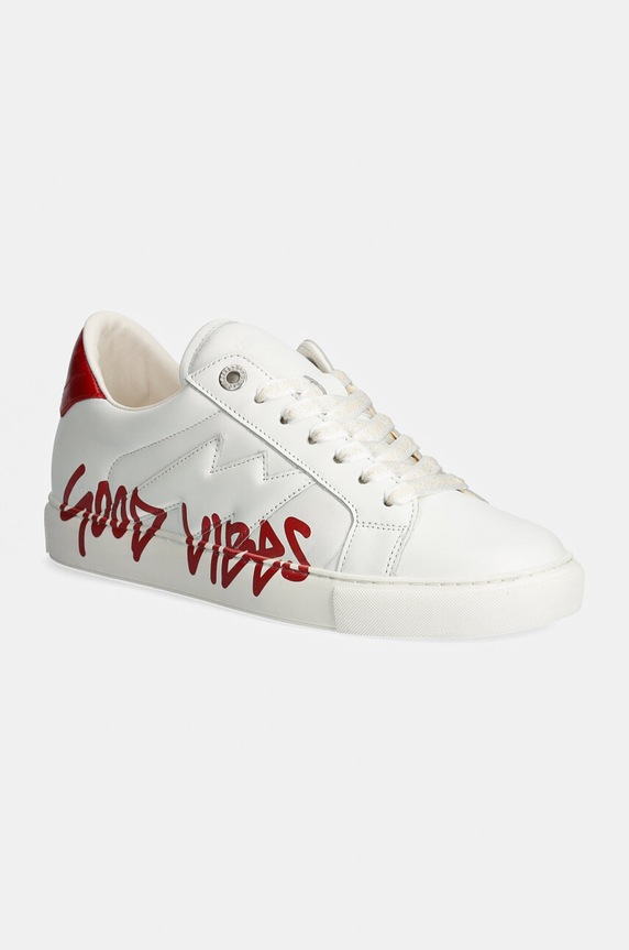 Kožne tenisice ZADIG&VOLTAIRE La Flash ravni bijela SWSN00529