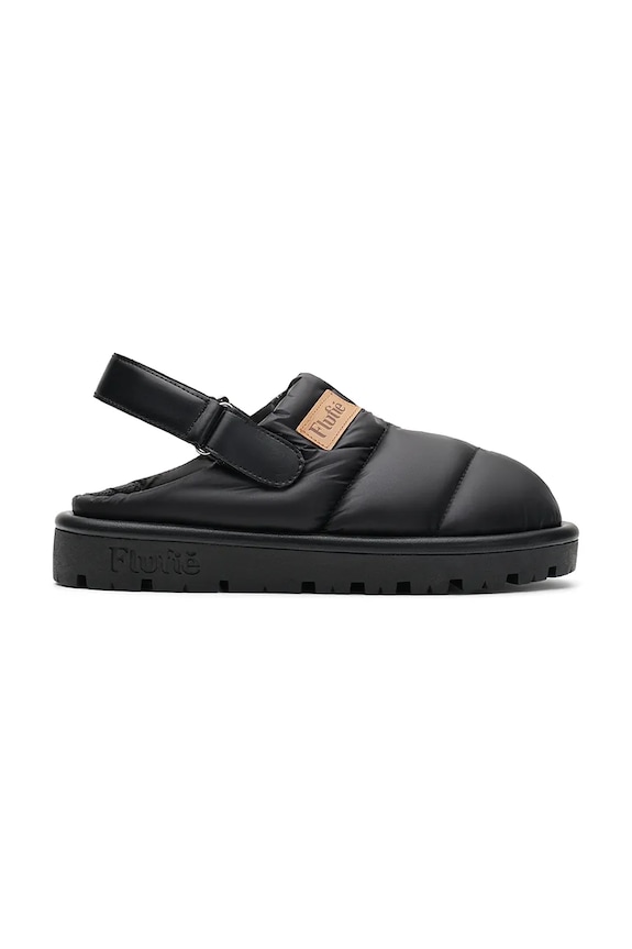 Flufie papuci de casa Jet Black negru CLG5002.JET.BLACK
