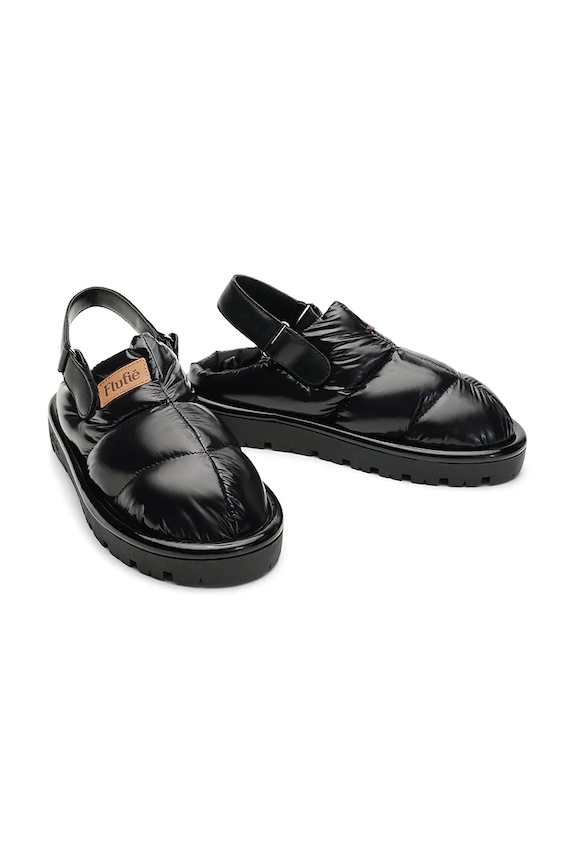 Flufie papuci de casa Jet Black negru CLG5003.JET.BLACK