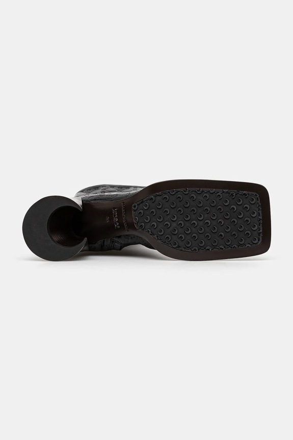Kožené čižmy Marine Serre Moonogram Embossed Leather Ms Block High WFW038A.CLEA0051 čierna