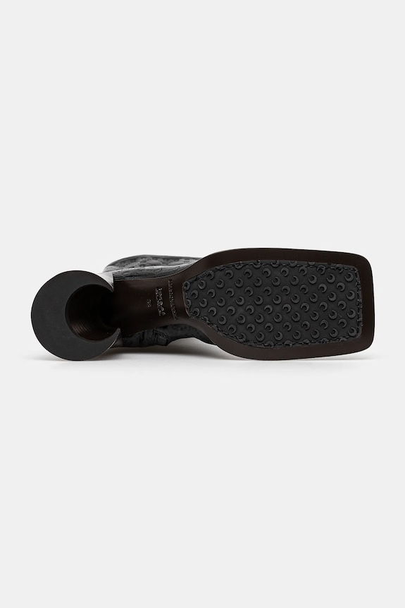Kožené čižmy Marine Serre Moonogram Embossed Leather Ms Block High WFW038A.CLEA0051 čierna
