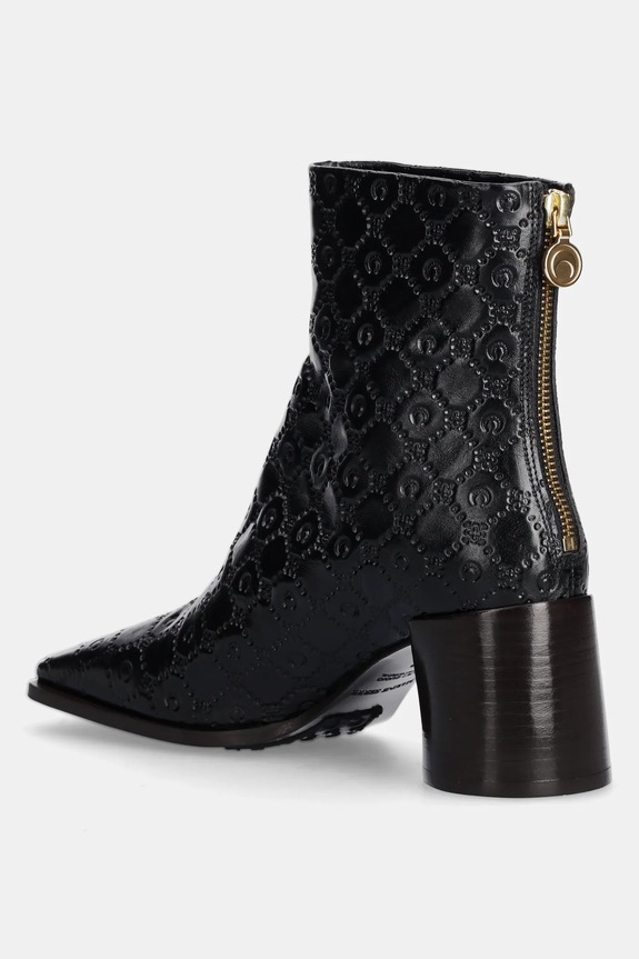 Obuwie Marine Serre botki skórzane Moonogram Embossed Leather Ms Block WFW037A.CLEA0051 czarny