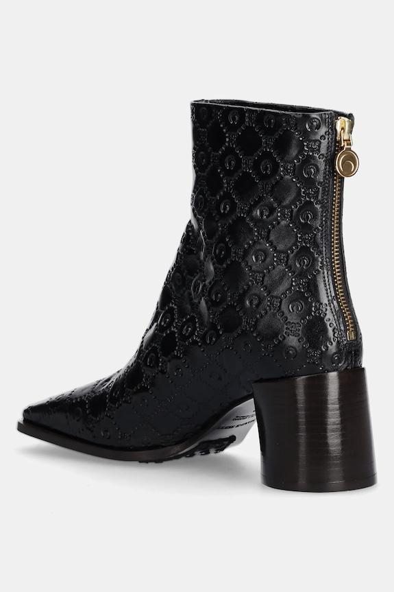 Obuwie Marine Serre botki skórzane Moonogram Embossed Leather Ms Block WFW037A.CLEA0051 czarny