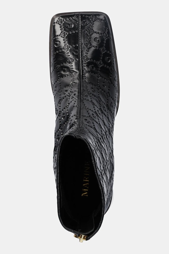 Marine Serre botki skórzane Moonogram Embossed Leather Ms Block czarny WFW037A.CLEA0051