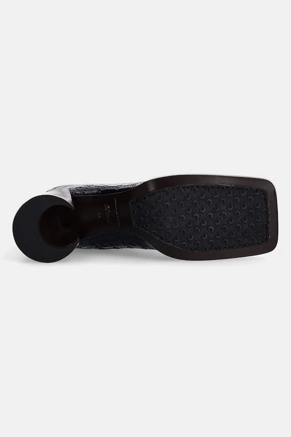 Marine Serre botki skórzane Moonogram Embossed Leather Ms Block WFW037A.CLEA0051 czarny