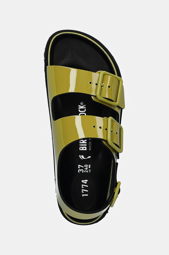 Birkenstock 1774 sandali in pelle Milano Shiny Patent Leather verde 1028712
